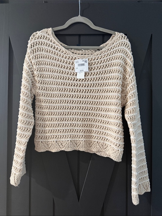 American Eagle Outfitters Sweaters - American Eagle Outfitters Cream Crochet Open-Weave Sweater